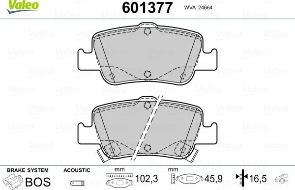 Valeo 601377 - Kit de plaquettes de frein, frein à disque cwaw.fr