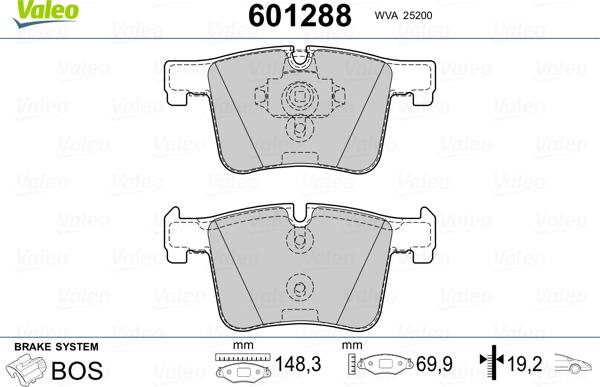 Valeo 601288 - Kit de plaquettes de frein, frein à disque cwaw.fr