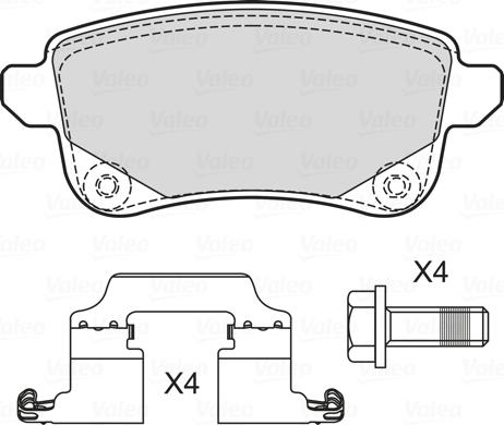 Valeo 601706 - Kit de plaquettes de frein, frein à disque cwaw.fr