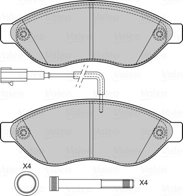 Valeo 601708 - Kit de plaquettes de frein, frein à disque cwaw.fr