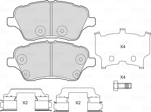 Valeo 601703 - Kit de plaquettes de frein, frein à disque cwaw.fr