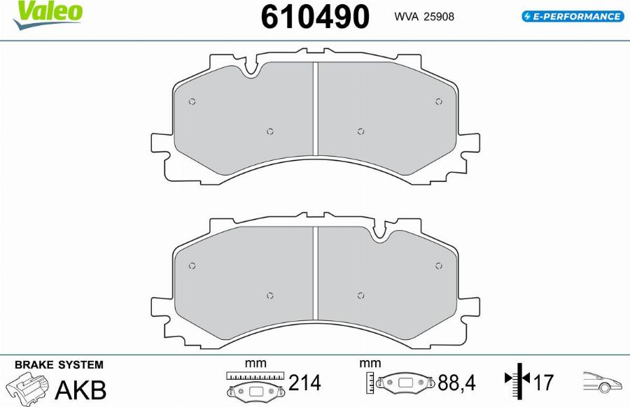 Valeo 610490 - Kit de plaquettes de frein, frein à disque cwaw.fr