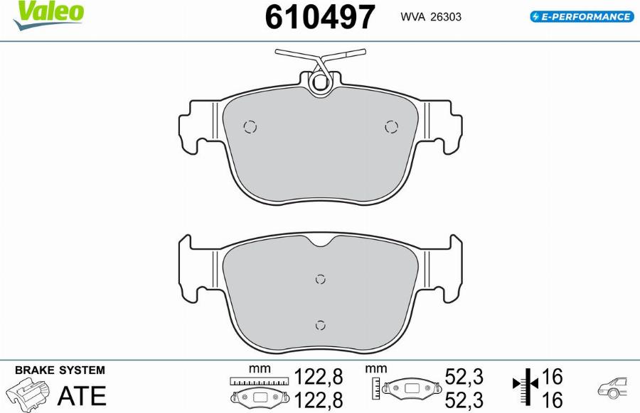 Valeo 610497 - Kit de plaquettes de frein, frein à disque cwaw.fr