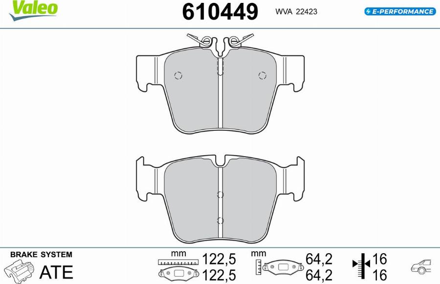 Valeo 610449 - Kit de plaquettes de frein, frein à disque cwaw.fr