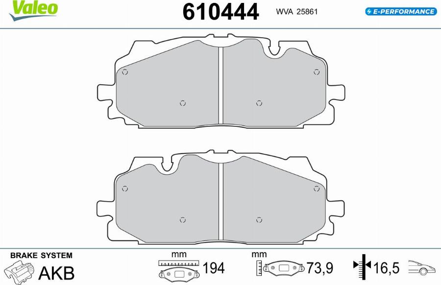 Valeo 610444 - Kit de plaquettes de frein, frein à disque cwaw.fr