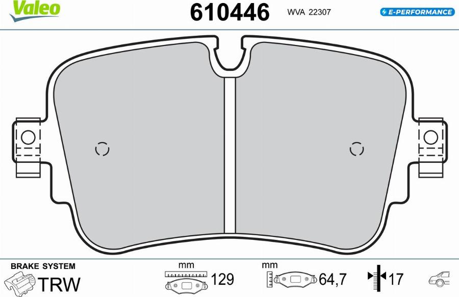 Valeo 610446 - Kit de plaquettes de frein, frein à disque cwaw.fr