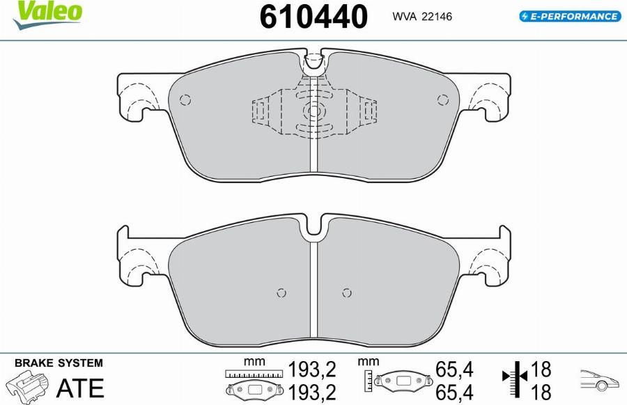 Valeo 610440 - Kit de plaquettes de frein, frein à disque cwaw.fr