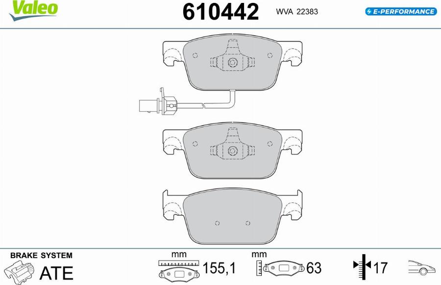 Valeo 610442 - Kit de plaquettes de frein, frein à disque cwaw.fr