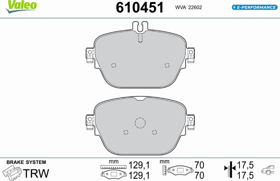 Valeo 610451 - Kit de plaquettes de frein, frein à disque cwaw.fr