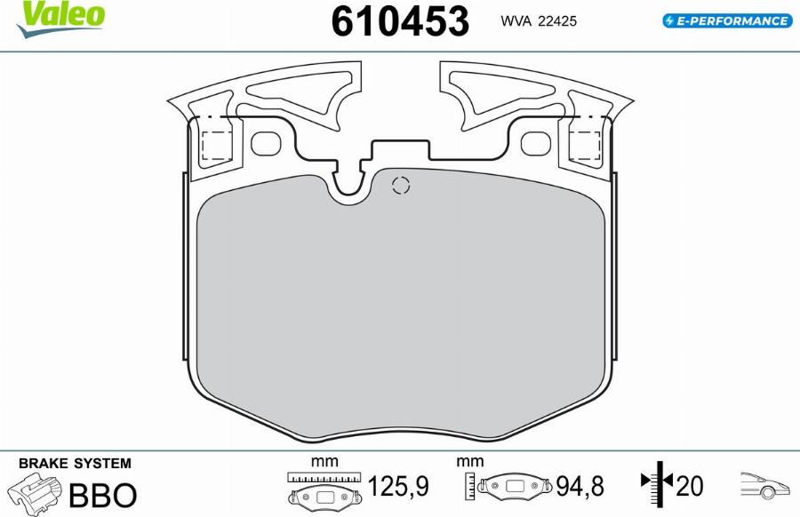 Valeo 610453 - Kit de plaquettes de frein, frein à disque cwaw.fr