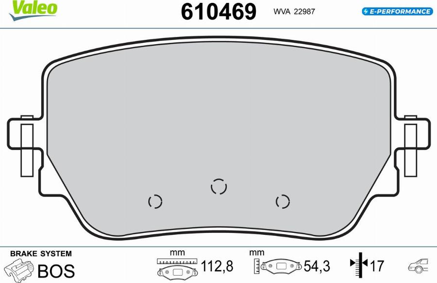 Valeo 610469 - Kit de plaquettes de frein, frein à disque cwaw.fr