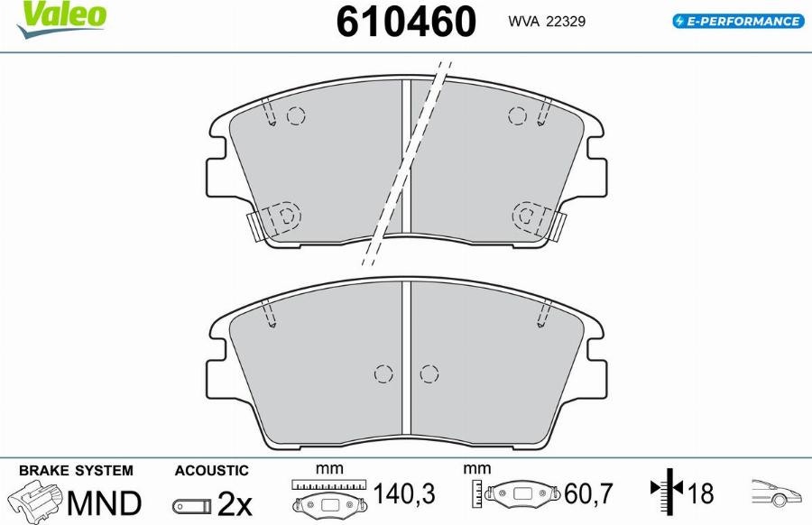 Valeo 610460 - Kit de plaquettes de frein, frein à disque cwaw.fr