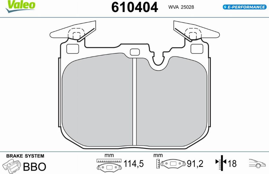 Valeo 610404 - Kit de plaquettes de frein, frein à disque cwaw.fr