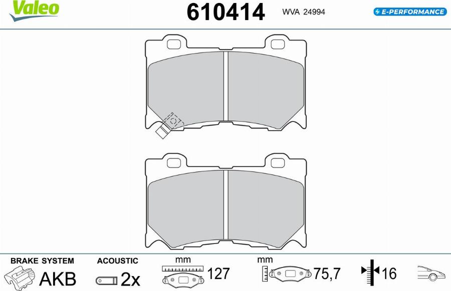 Valeo 610414 - Kit de plaquettes de frein, frein à disque cwaw.fr