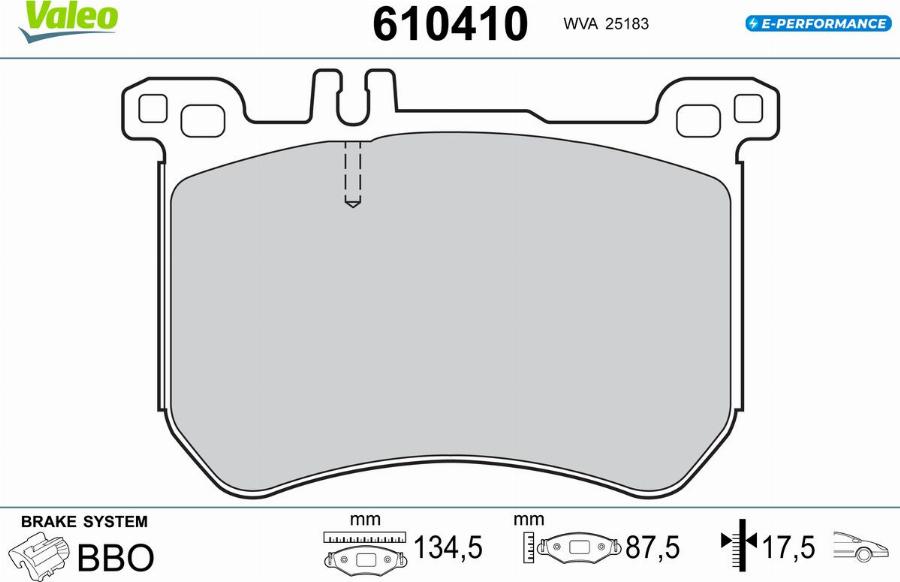 Valeo 610410 - Kit de plaquettes de frein, frein à disque cwaw.fr