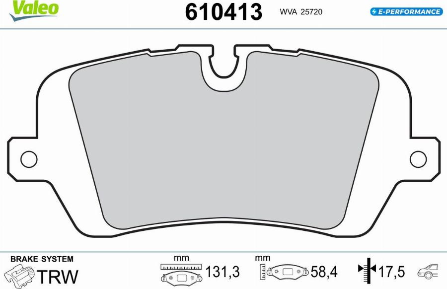 Valeo 610413 - Kit de plaquettes de frein, frein à disque cwaw.fr