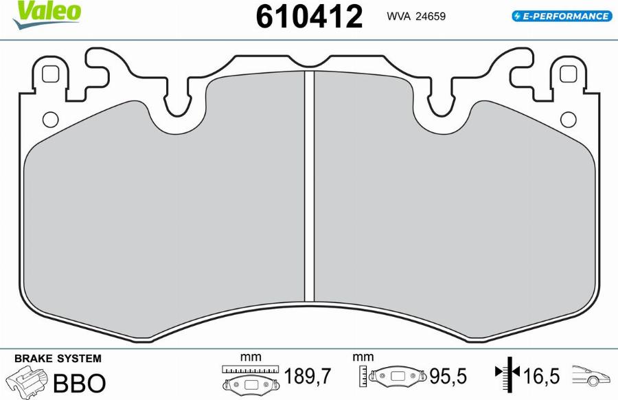 Valeo 610412 - Kit de plaquettes de frein, frein à disque cwaw.fr