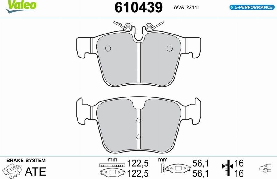 Valeo 610439 - Kit de plaquettes de frein, frein à disque cwaw.fr