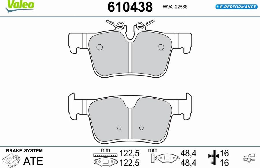 Valeo 610438 - Kit de plaquettes de frein, frein à disque cwaw.fr