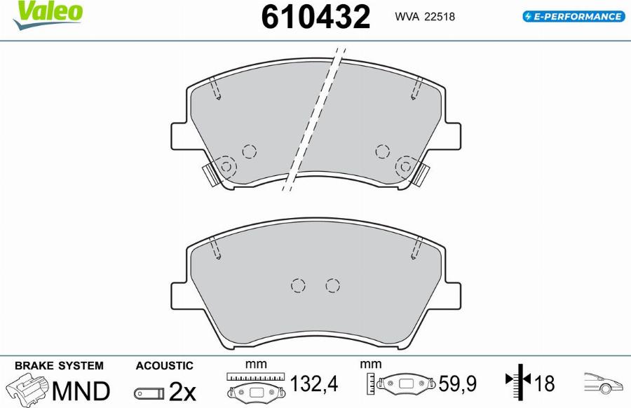 Valeo 610432 - Kit de plaquettes de frein, frein à disque cwaw.fr