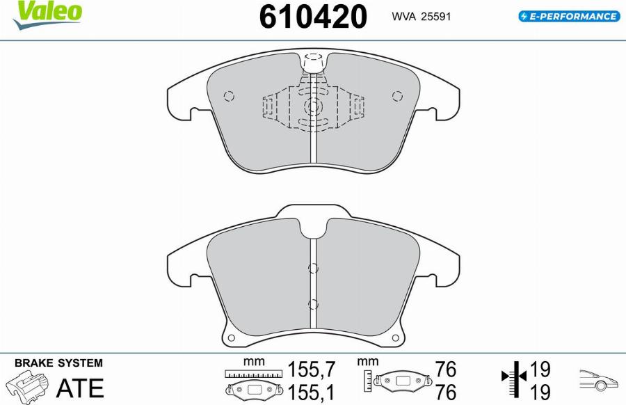 Valeo 610420 - Kit de plaquettes de frein, frein à disque cwaw.fr