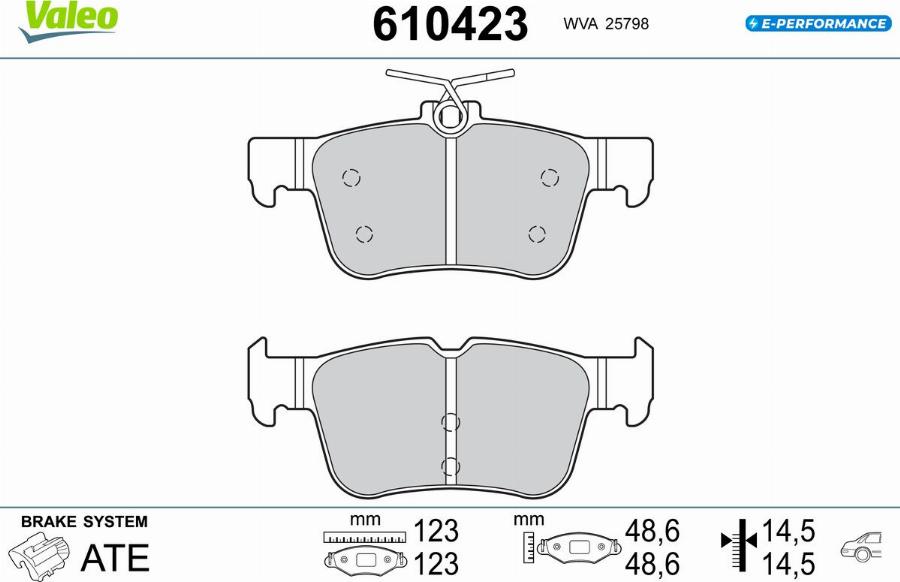 Valeo 610423 - Kit de plaquettes de frein, frein à disque cwaw.fr