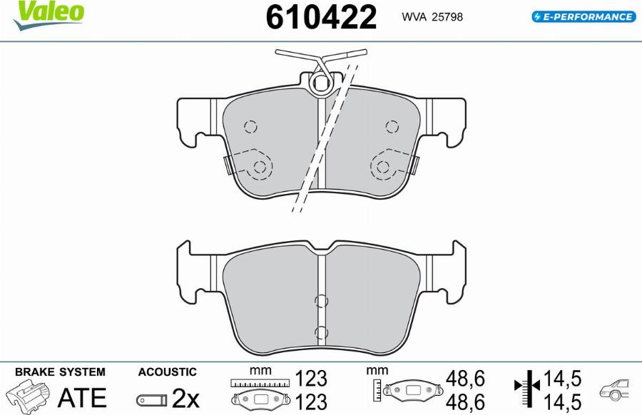 Valeo 610422 - Kit de plaquettes de frein, frein à disque cwaw.fr