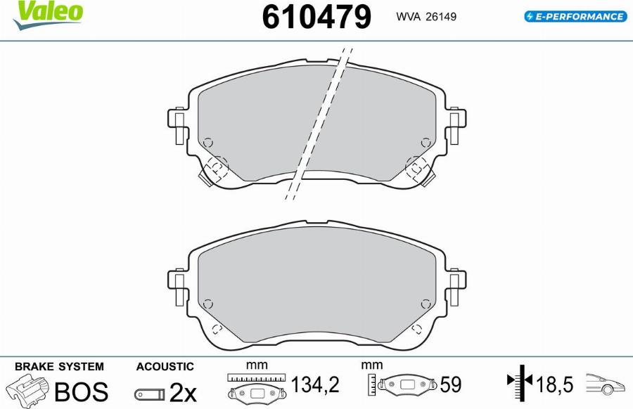 Valeo 610479 - Kit de plaquettes de frein, frein à disque cwaw.fr