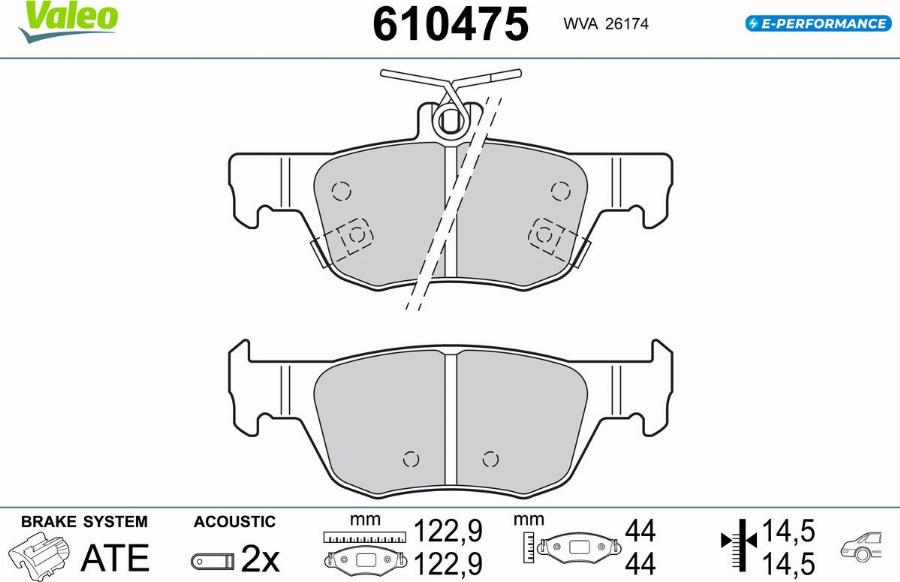 Valeo 610475 - Kit de plaquettes de frein, frein à disque cwaw.fr