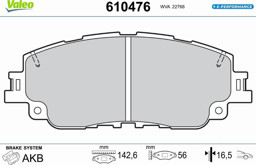 Valeo 610476 - Kit de plaquettes de frein, frein à disque cwaw.fr