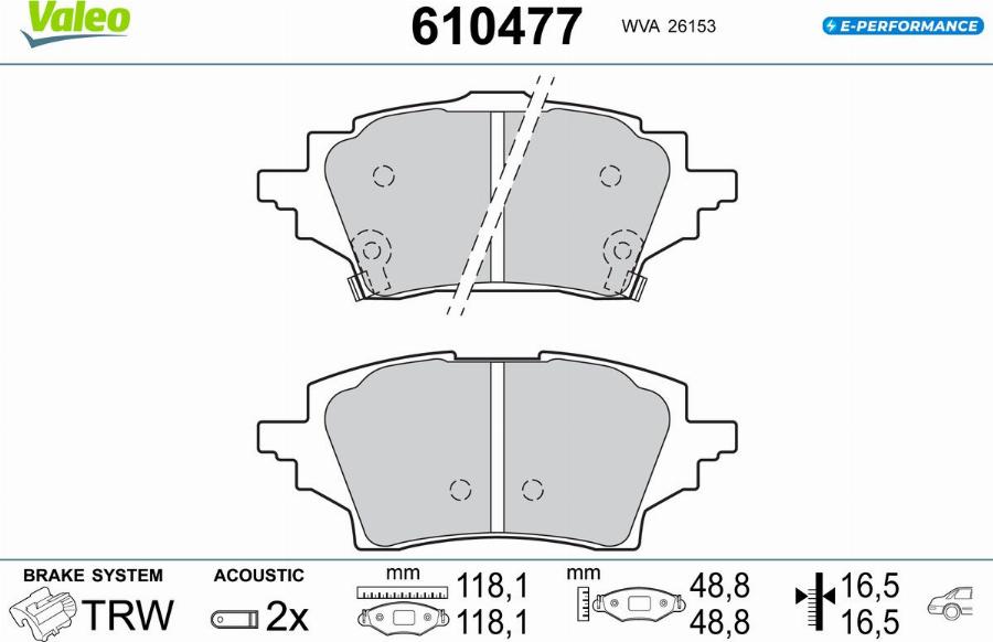 Valeo 610477 - Kit de plaquettes de frein, frein à disque cwaw.fr