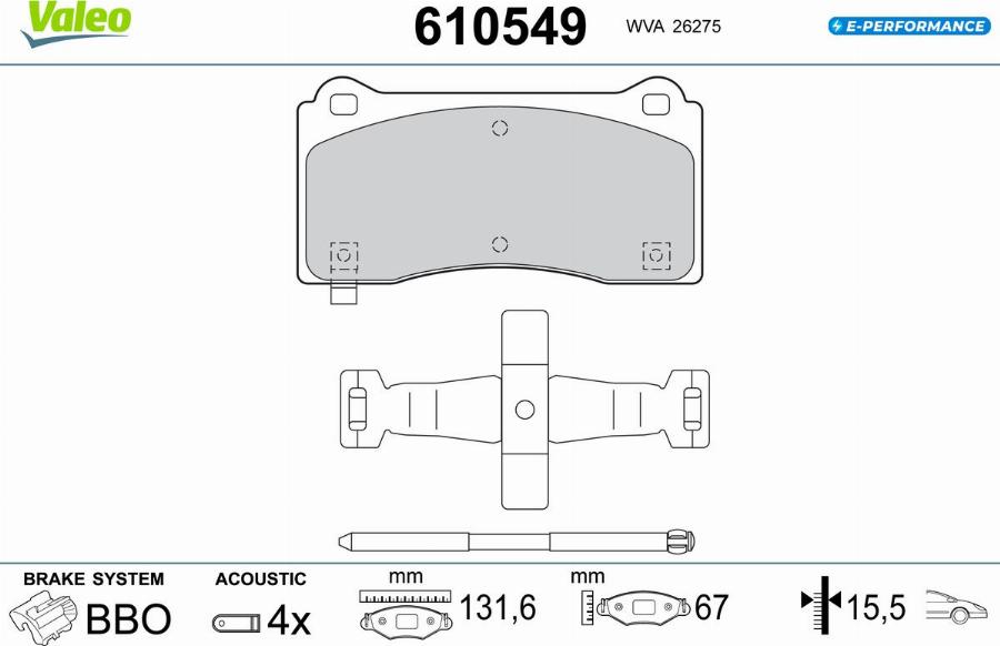 Valeo 610549 - Kit de plaquettes de frein, frein à disque cwaw.fr