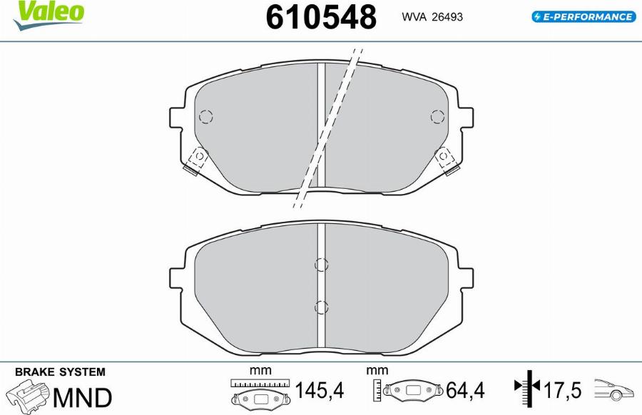 Valeo 610548 - Kit de plaquettes de frein, frein à disque cwaw.fr