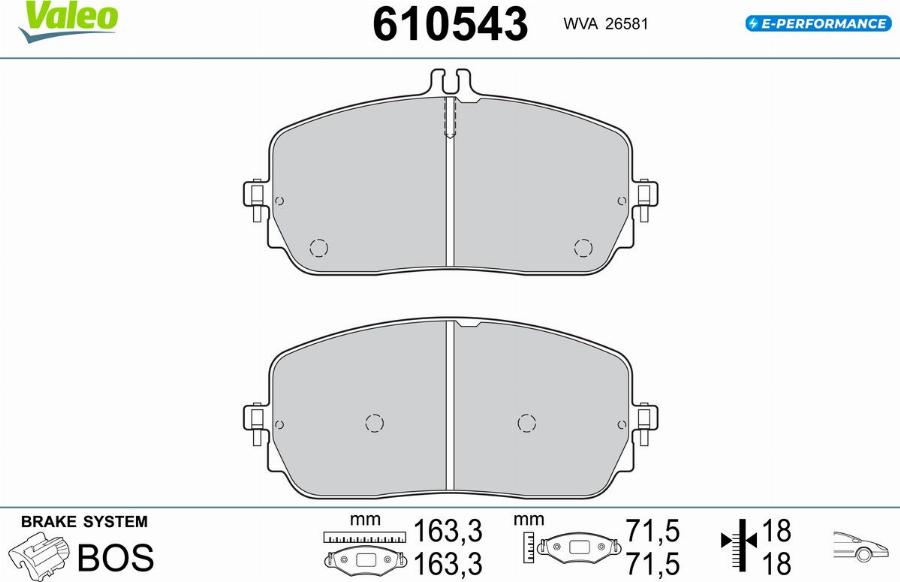 Valeo 610543 - Kit de plaquettes de frein, frein à disque cwaw.fr