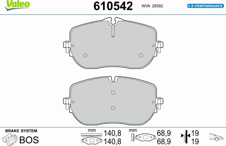 Valeo 610542 - Kit de plaquettes de frein, frein à disque cwaw.fr