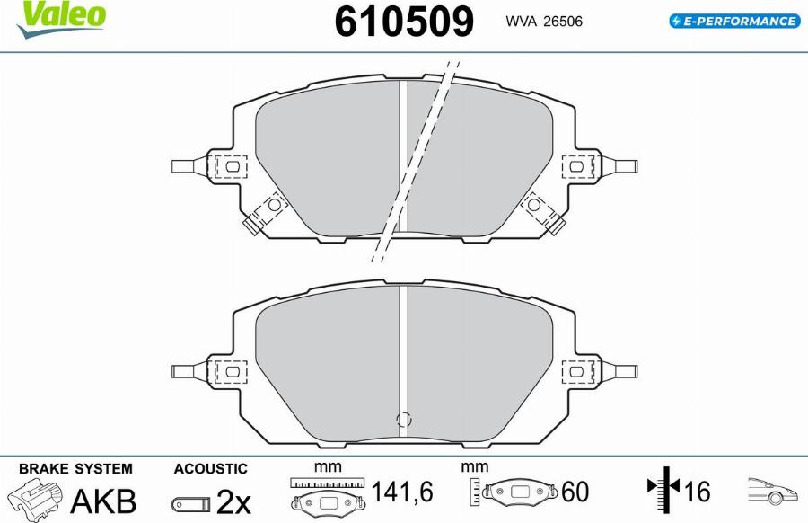 Valeo 610509 - Kit de plaquettes de frein, frein à disque cwaw.fr