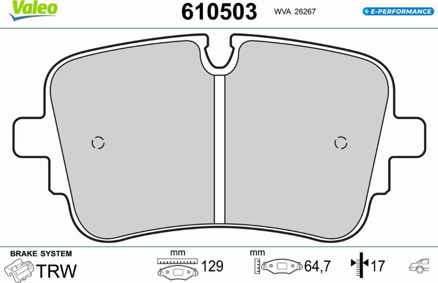 Valeo 610503 - Kit de plaquettes de frein, frein à disque cwaw.fr