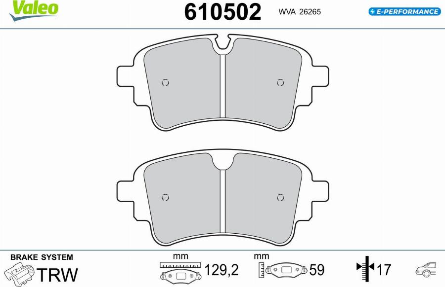 Valeo 610502 - Kit de plaquettes de frein, frein à disque cwaw.fr