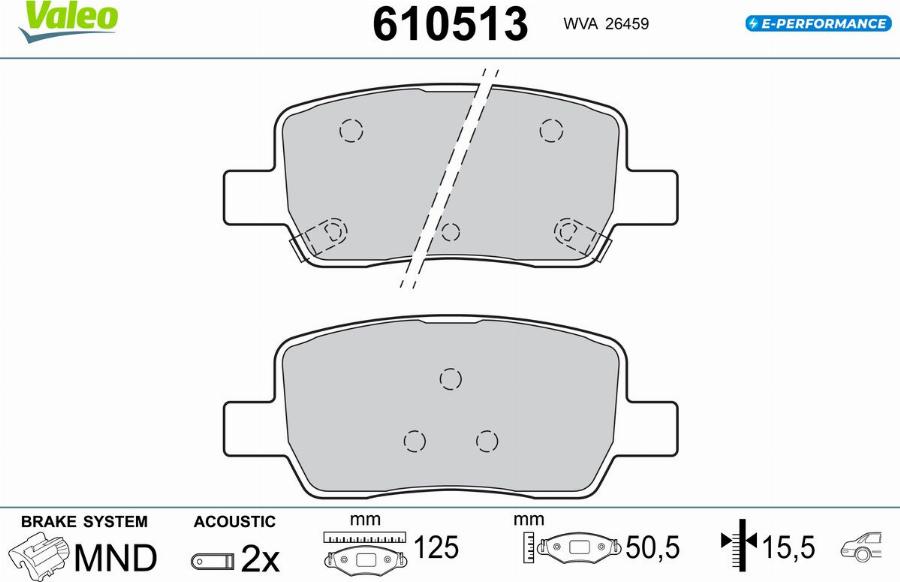 Valeo 610513 - Kit de plaquettes de frein, frein à disque cwaw.fr