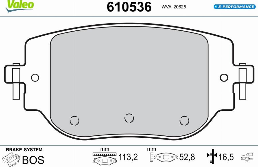 Valeo 610536 - Kit de plaquettes de frein, frein à disque cwaw.fr