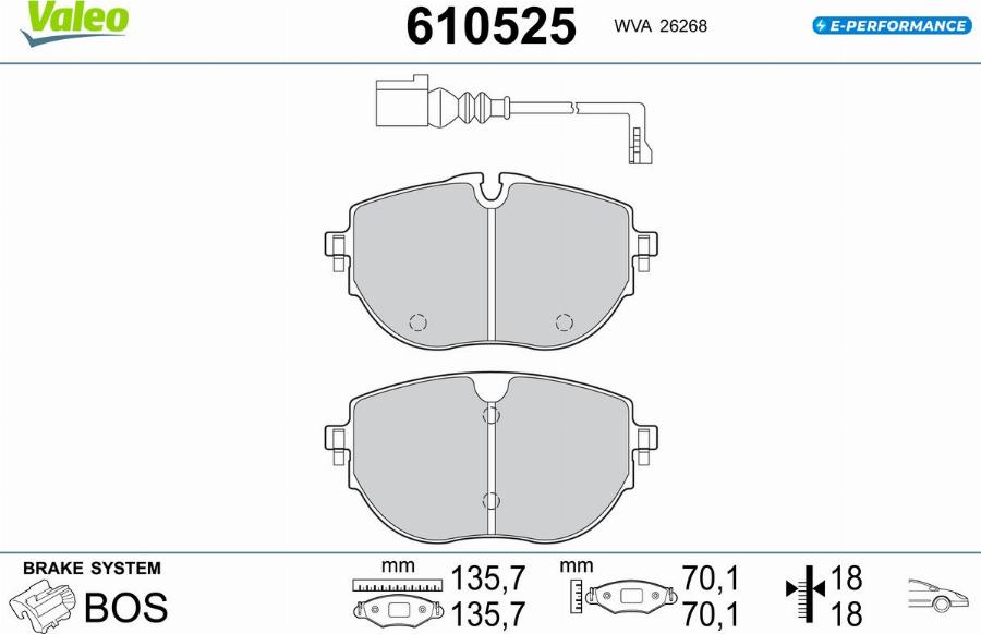 Valeo 610525 - Kit de plaquettes de frein, frein à disque cwaw.fr