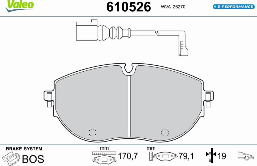 Valeo 610526 - Kit de plaquettes de frein, frein à disque cwaw.fr