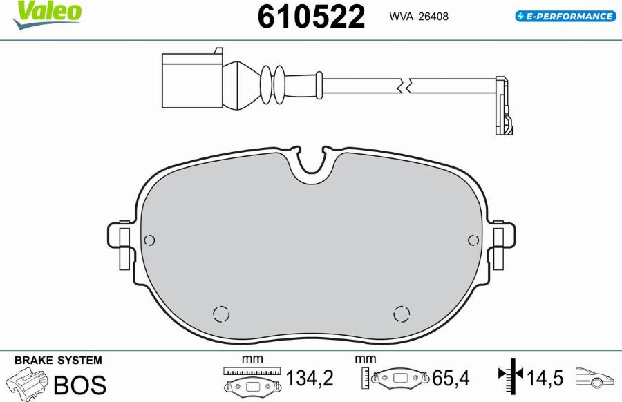 Valeo 610522 - Kit de plaquettes de frein, frein à disque cwaw.fr