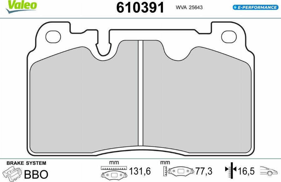 Valeo 610391 - Kit de plaquettes de frein, frein à disque cwaw.fr