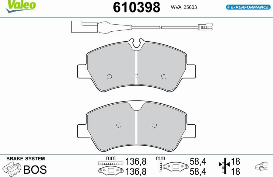 Valeo 610398 - Kit de plaquettes de frein, frein à disque cwaw.fr