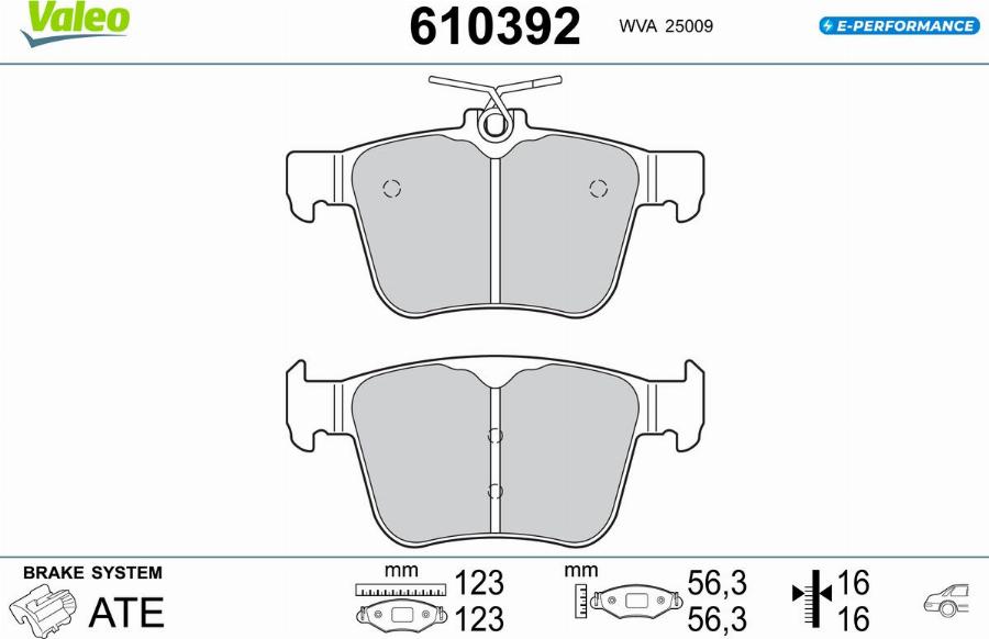 Valeo 610392 - Kit de plaquettes de frein, frein à disque cwaw.fr