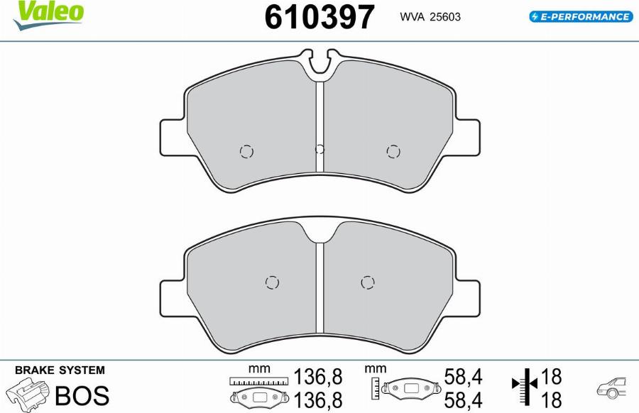 Valeo 610397 - Kit de plaquettes de frein, frein à disque cwaw.fr