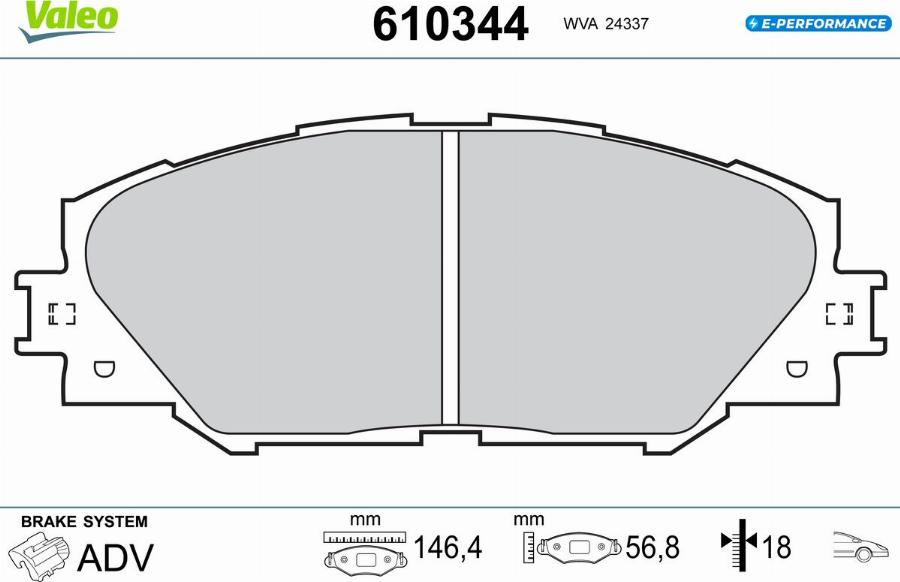 Valeo 610344 - Kit de plaquettes de frein, frein à disque cwaw.fr