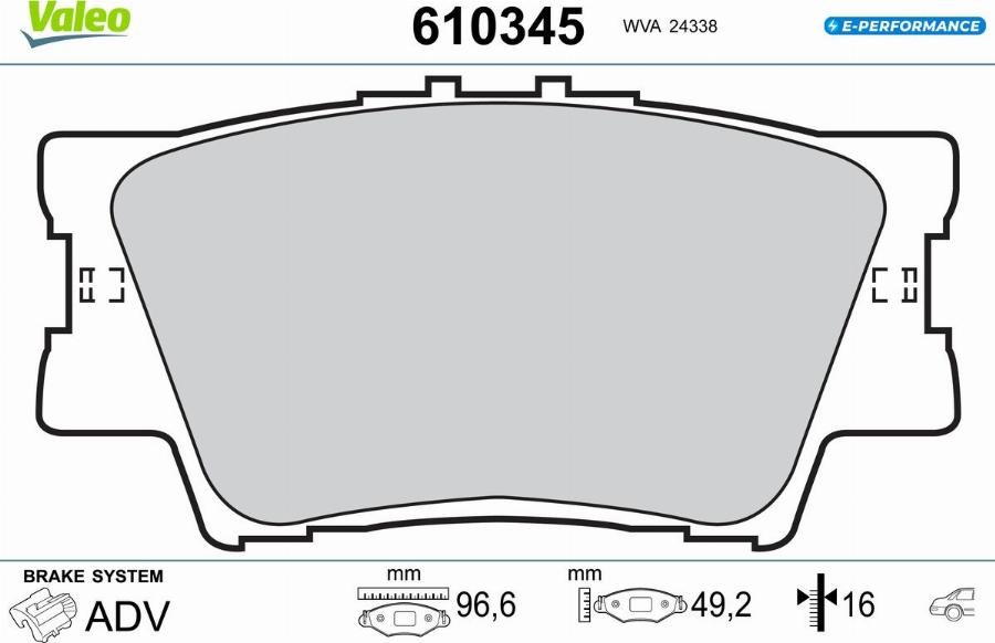 Valeo 610345 - Kit de plaquettes de frein, frein à disque cwaw.fr