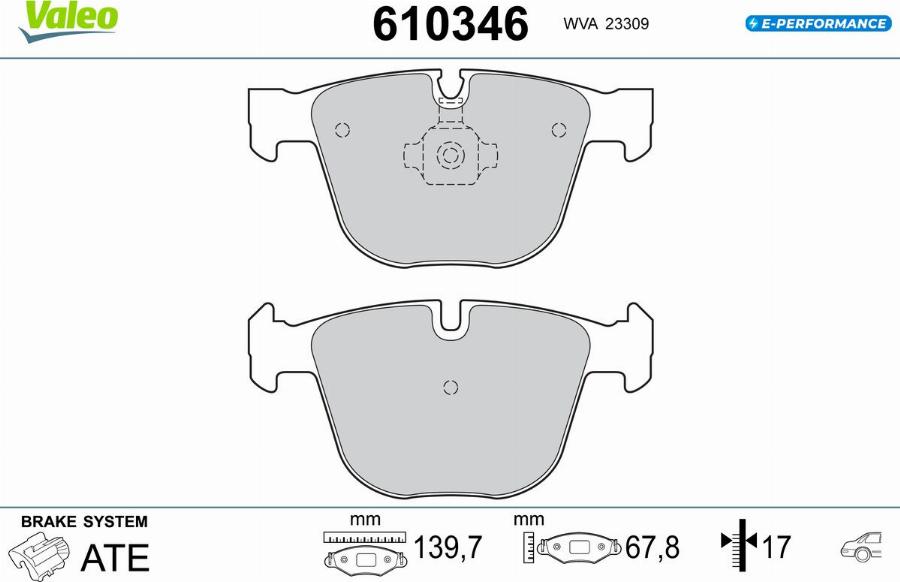 Valeo 610346 - Kit de plaquettes de frein, frein à disque cwaw.fr